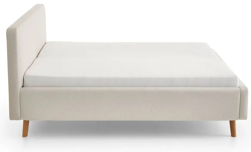 Letto matrimoniale imbottito color crema con contenitore con rete inclusa 140x200 cm Mattis – Meise Möbel