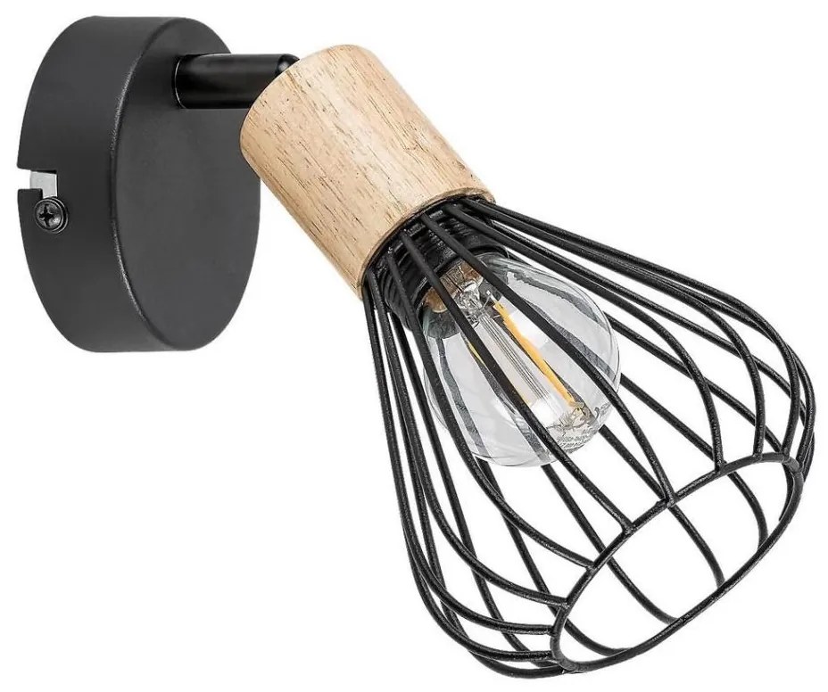 Rabalux 3147 - Faretto da parete FARFALLE 1xE14/25W/230V nero/faggio