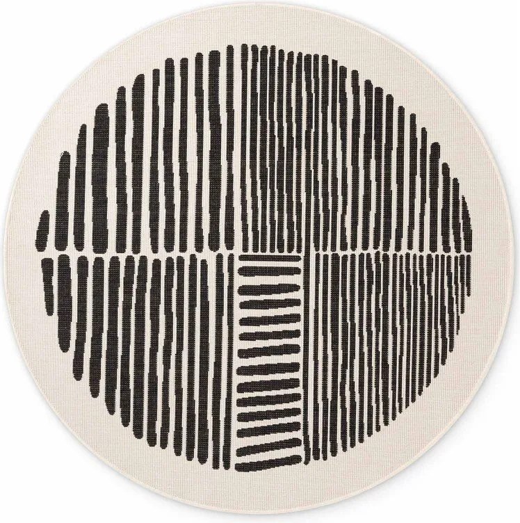 Tappeto da interno/esterno rotondo nero/color crema ø 200 cm Haringey Bounds – Ted Baker