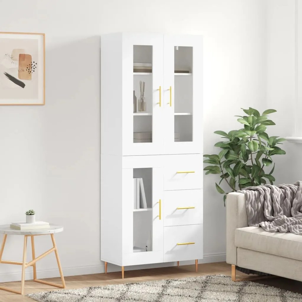 Credenza Bianca 69,5x34x180 Cm İn Legno Multistrato /