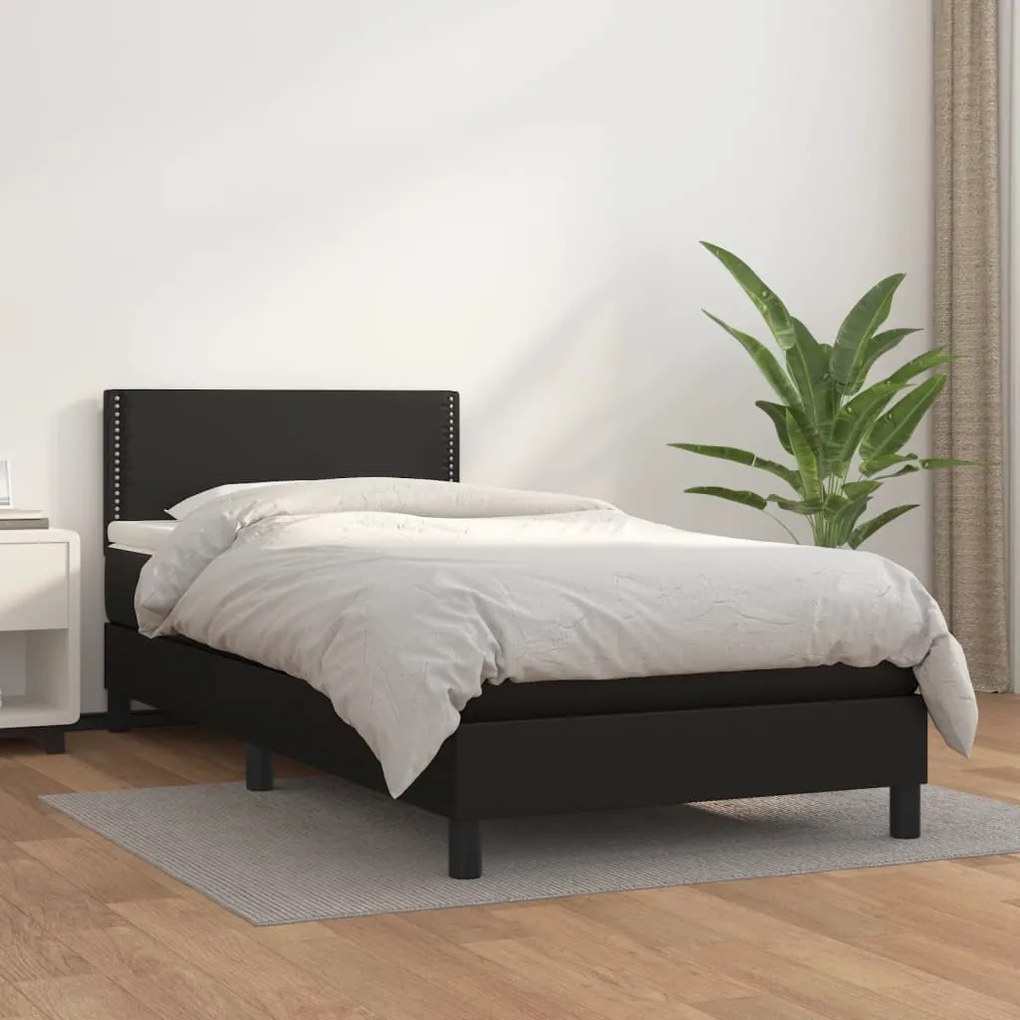 Giroletto A Molle Con Materasso Nero 90x200 Cm İn Similpelle /