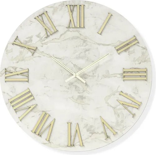 Orologio HAROLD rotondo D60 cm in legno rivestito con parato Oro