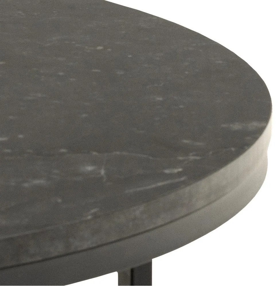 Tavolino rotondo nero con piano effetto marmo ø 80 cm Spiro - Actona
