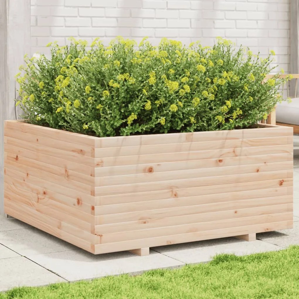 Fioriera Da Giardino 100x100x49,5 Cm İn Legno Massello Di Pino /