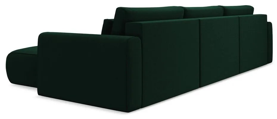 Divano angolare verde allungabile/con contenitore (a U) con rivestimento in velluto Kapua – Makamii