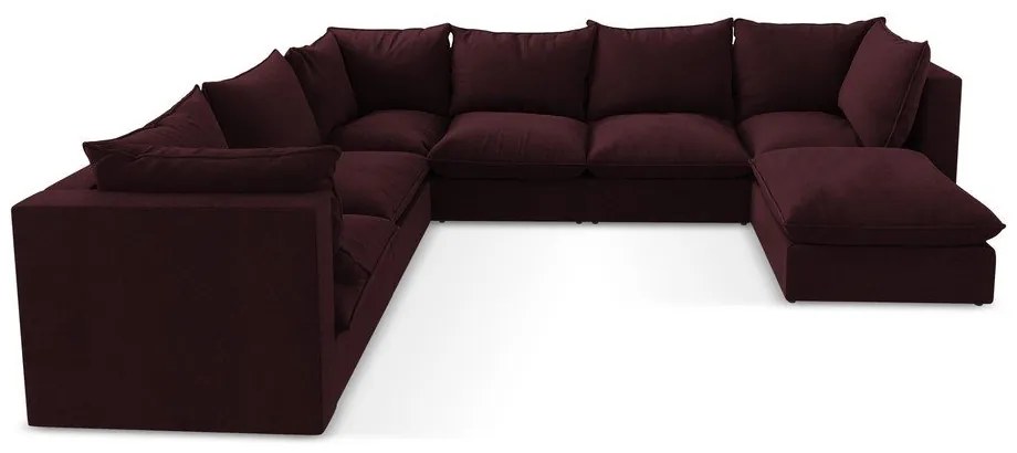 Divano angolare burgundy (con penisola a sinistra/a U) Manao – Makamii