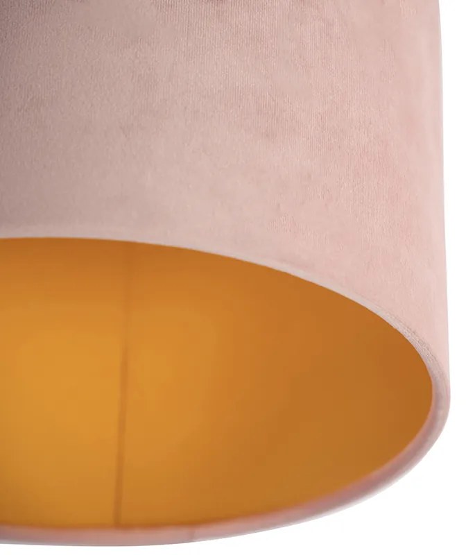 Plafoniera con paralume in velluto rosa antico con oro 25 cm - Combi Black