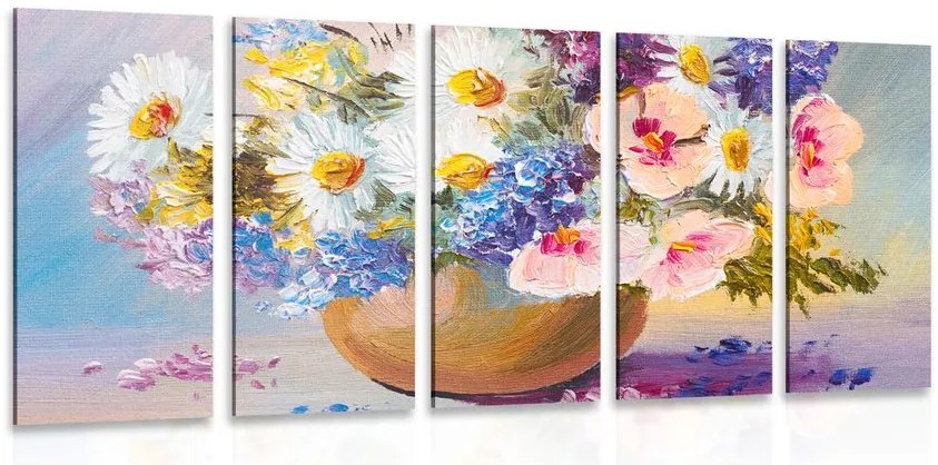Quadri 5 pezzi – Dipinto a olio di fiori estivi