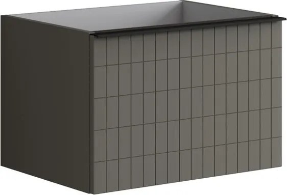 Mobile da bagno sospeso sotto lavabo Pixel grid 2 cassetti L 60 x H 40 x P 45.5 cm grigio carbone laccato opaco, con maniglia alluminio nero opaco