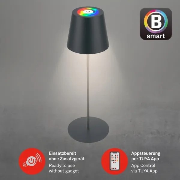 Briloner 7559015-LED Lampada da tavolo RGB COLORIS, 3,5 W/5 V, IP44, 2000 mAh, Wi-Fi Tuya