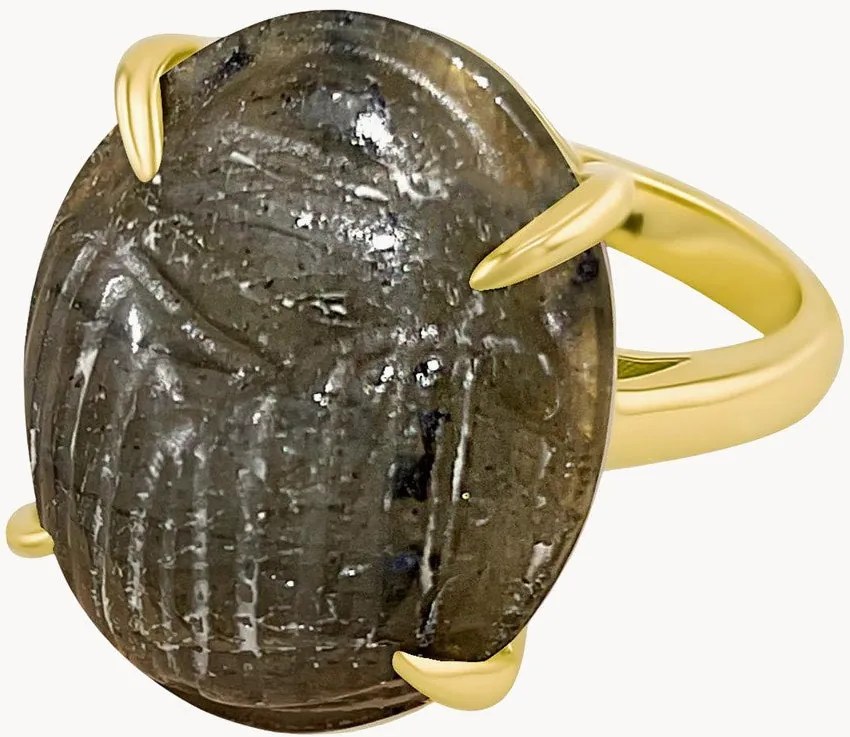 Anello placcato in oro con labradorite Neo