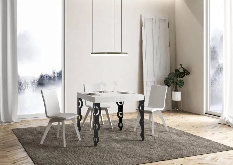 Tavolo Allungabile Karamay P.90 - Struttura Antracite, 90x130/234 cm Karamay / Bianco