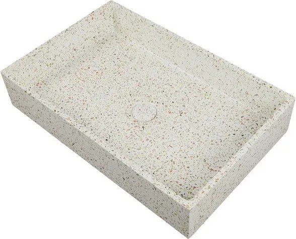 Lavabo da appoggio rettangolare con finitura terrazzo beige | KTERD-600BE - KAMALU
