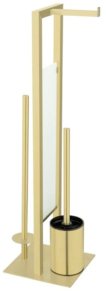 Porta carta igienica con spazzola in acciaio inox in oro Rivalta - Wenko