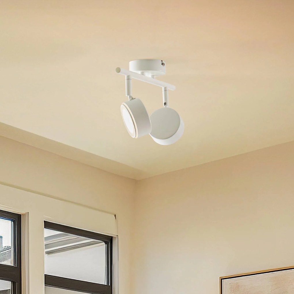 Lindby fatto Jyla, bianco, 4.000 K, a 2 luci, GX53 Jyla Lindby, dimmerabile, Bianco / Opale, Studio / Ufficio, Metallo, Moderno, Faretto