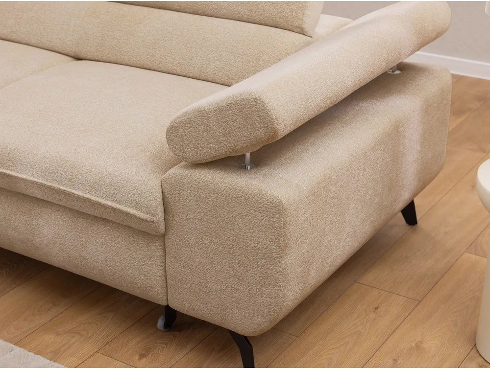 Divano angolare beige (con penisola a sinistra/a L) con rivestimento in ciniglia Marbeya – Ropez