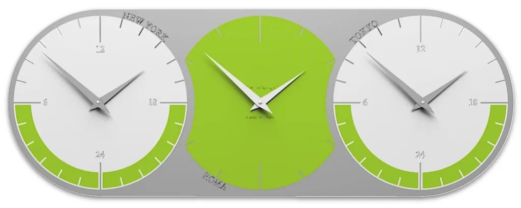 CalleaDesign Orologio World clock a 3 fusi – verde mela