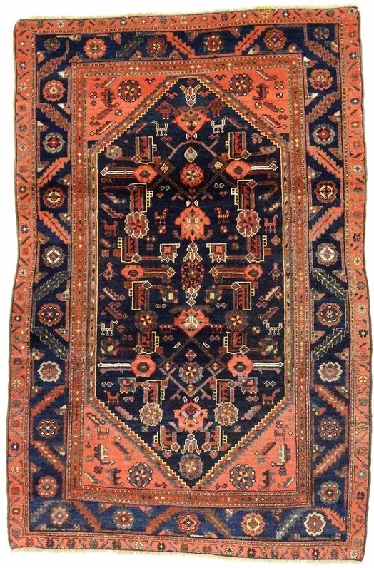 Kurdi Tappeto 190 x 130 Blu (Iran) Annodato A Mano