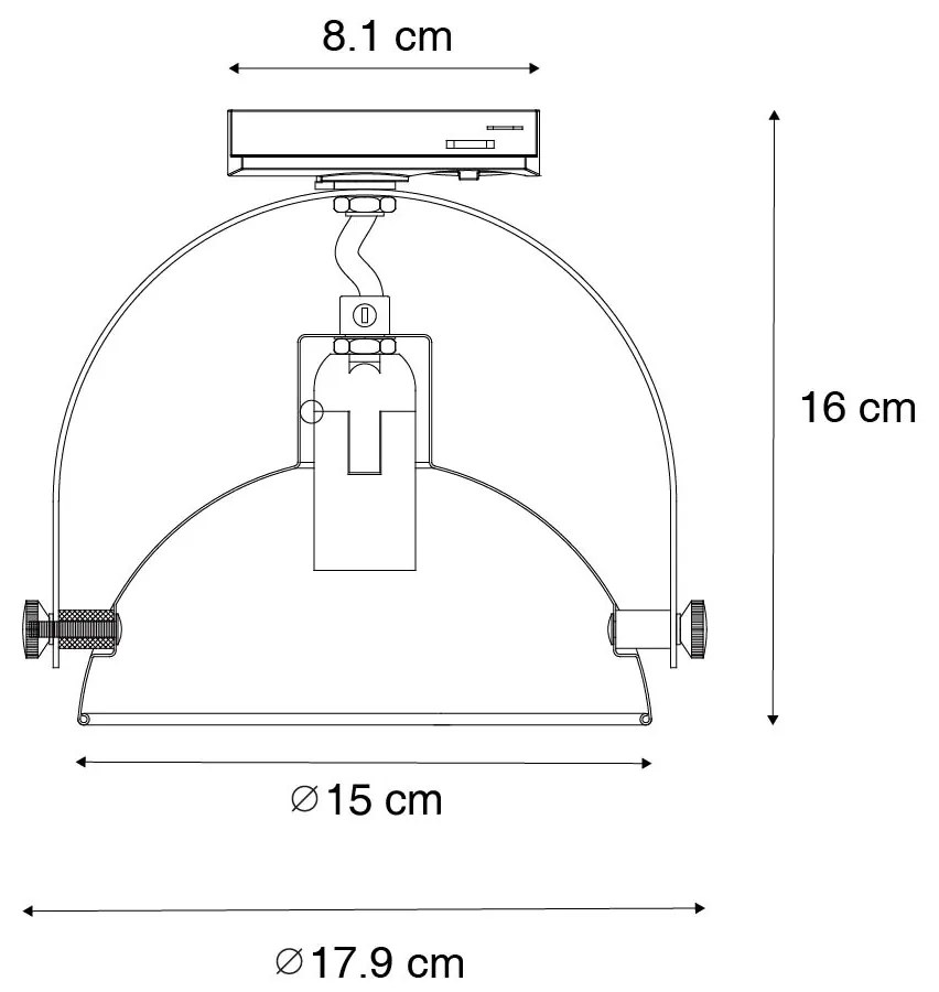 Faretto da binario monofase industriale nero con interno dorato - Iconic Magnax