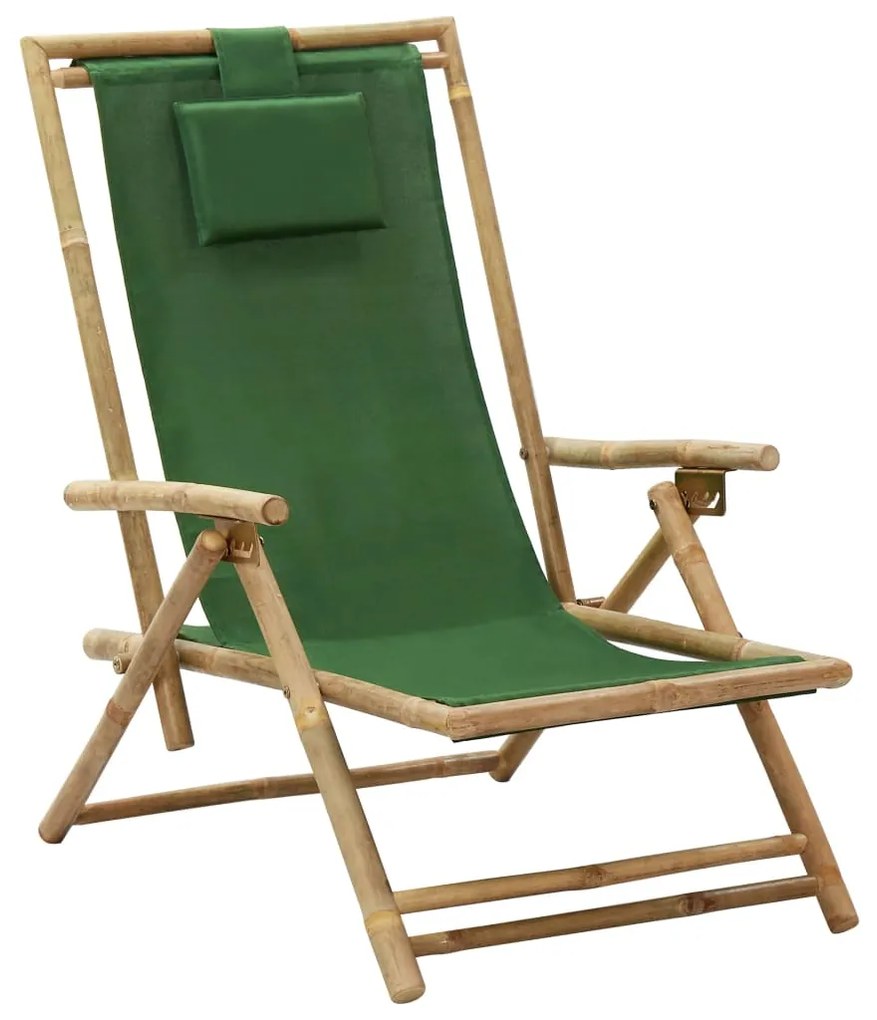 Sedia Relax Reclinabile Verde İn Bambù E Tessuto /
