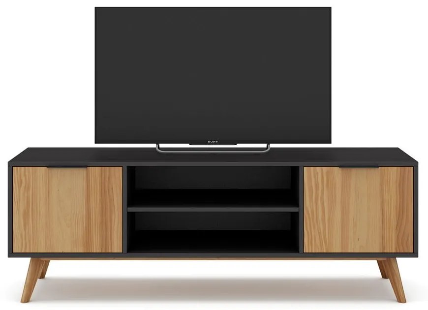 Tavolo TV in pino nero/naturale 140x53 cm Lavis - Marckeric