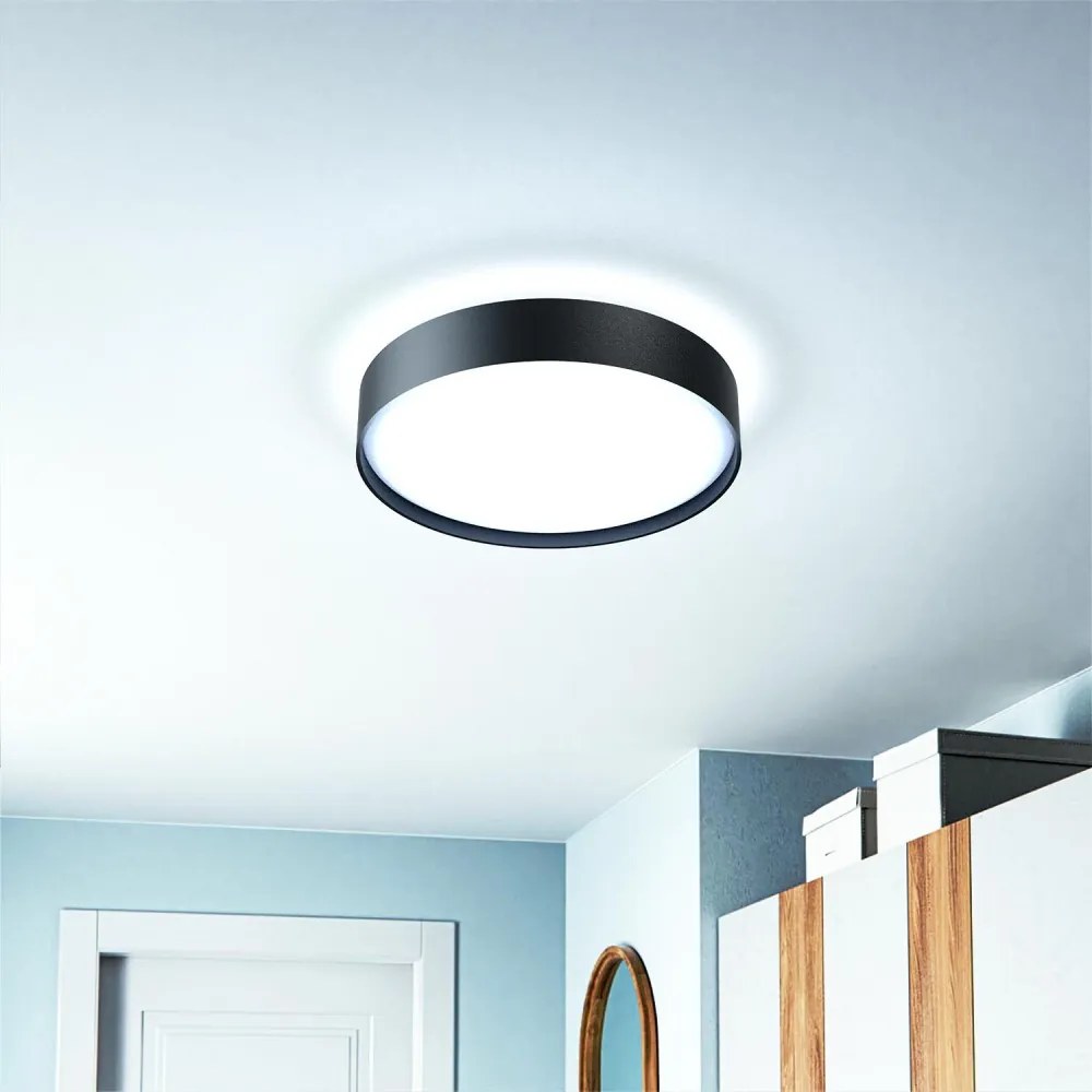 Plafoniera LED Rotonda 18W Ø350mm, CCT Bianco Variabile, IP20 - Nera Colore Bianco Variabile CCT