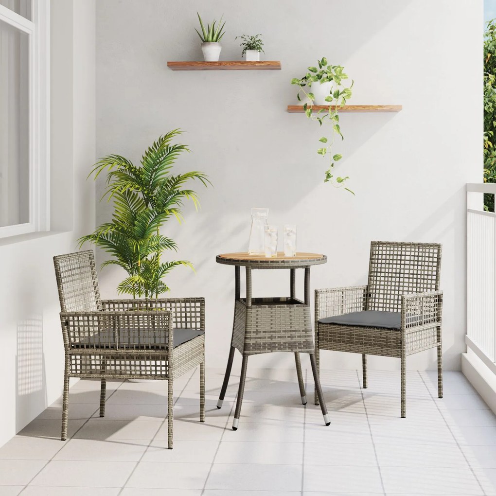 Set di mobili da pranzo set di 3 grigio rattan, metallo