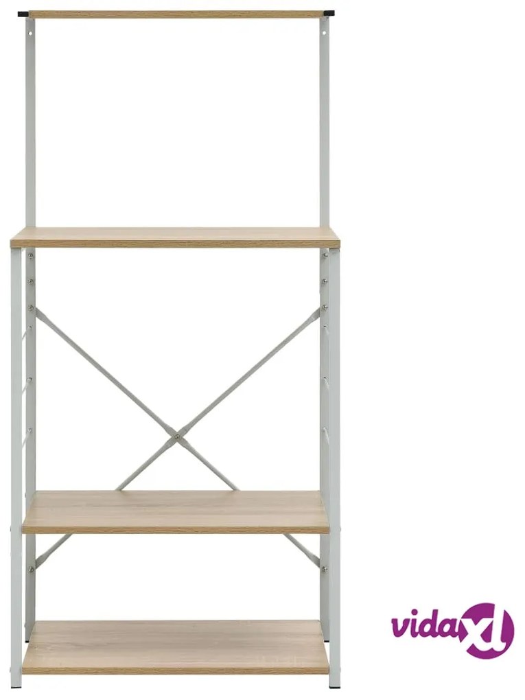 vidaXL Mobile Microonde Bianco Rovere 60x39,6x123cm Legno Multistrato