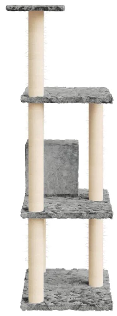 Albero per gatti con tiragraffi in sisal grigio chiaro 119 cm