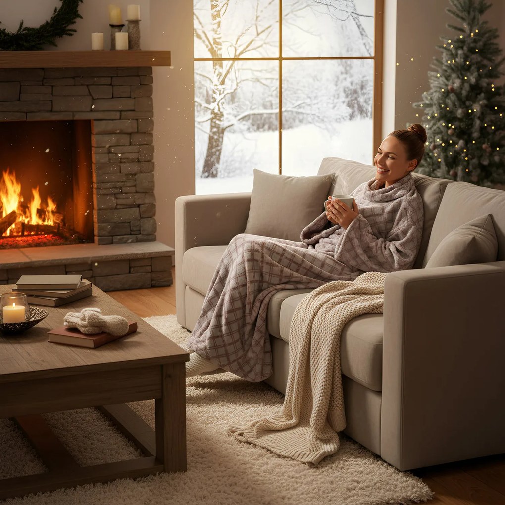 Coperta con maniche rosa 130x160 cm Michelle