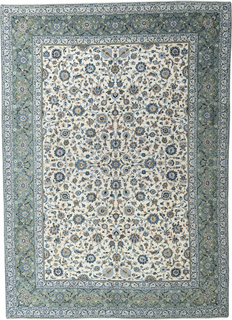 Kashan Tappeto 420x310 Beige (Iran) Annodato A Mano
