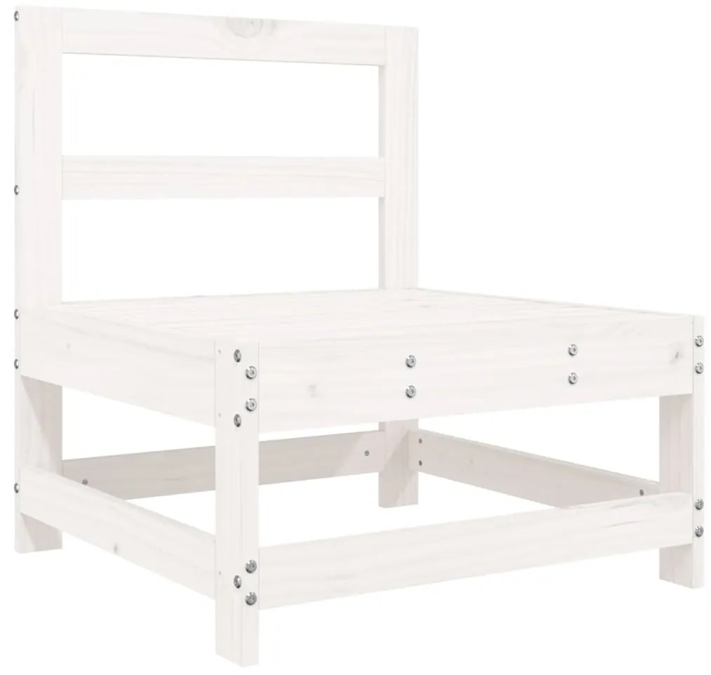 Set Salotto da Giardino 7 pz Bianco in Legno Massello di Pino