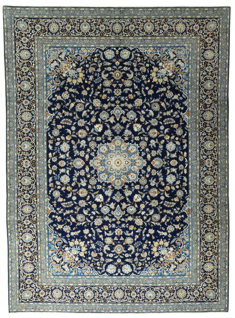 Kashan Tappeto persiano 420 x 310 Blu (Iran) Annodato A Mano