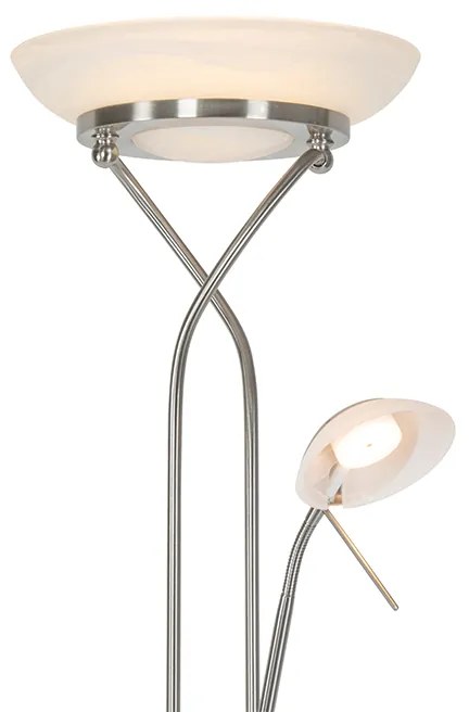 Lampada da terra in acciaio con LED e dimmer con luce di lettura - Empoli