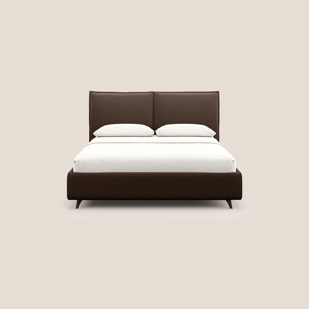 Nives letto imbottito contenitore sfoderabile in microfibra velluto impermeabile T09 marrone