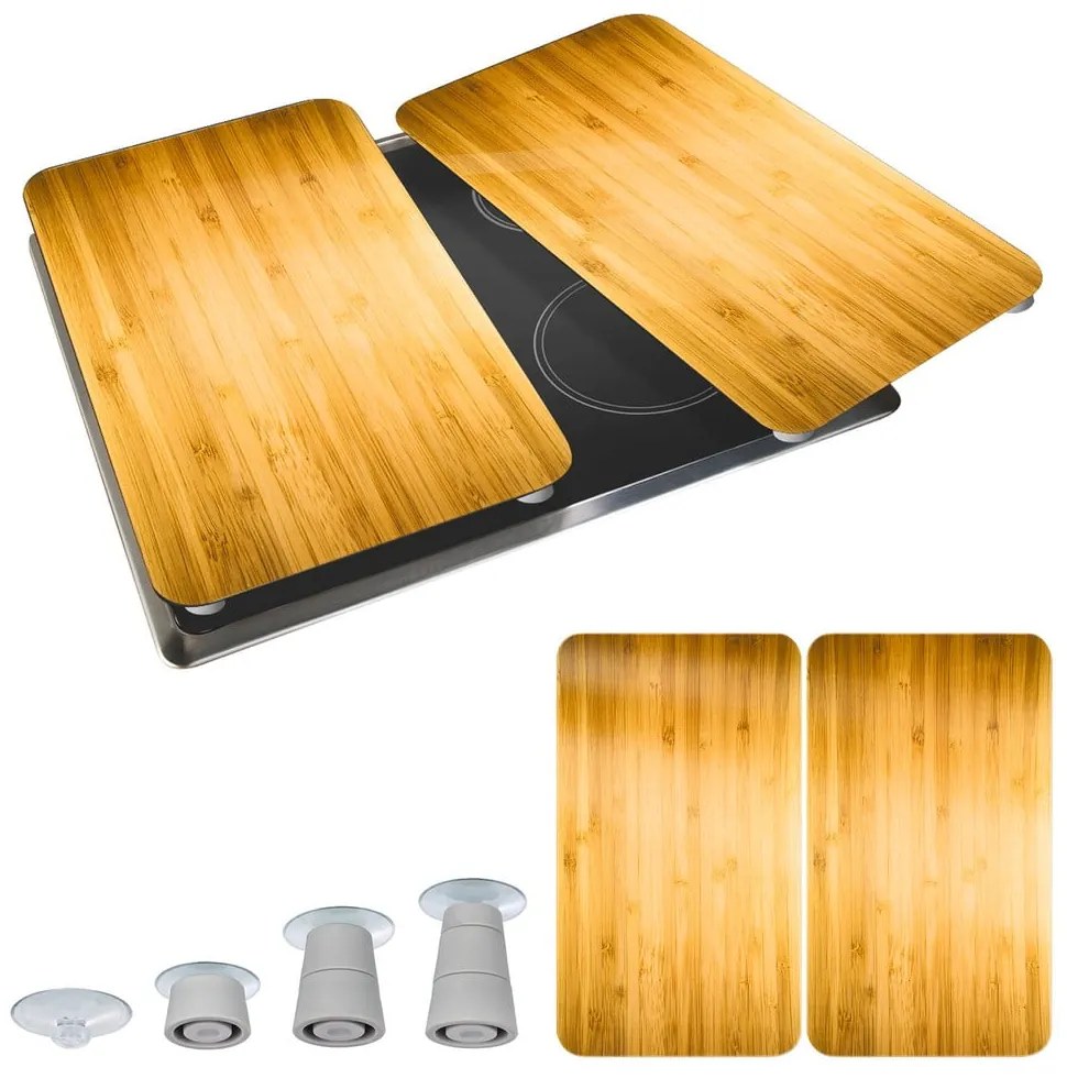 Coprifuoco in vetro temperato in set da 2 52x30 cm Wooden - Maximex