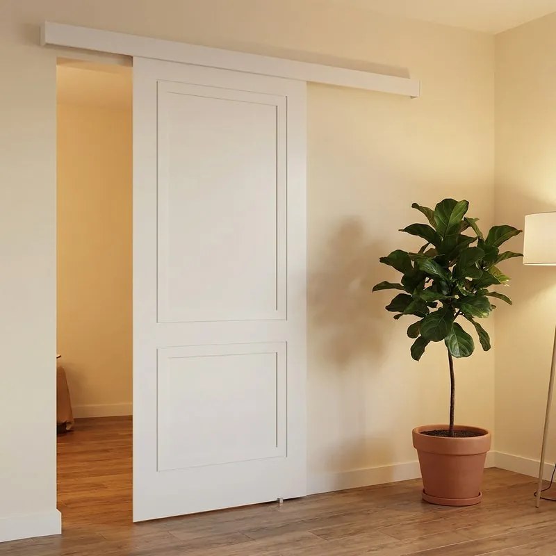 Porta scorrevole reversibile Clew in legno bianco, L 92.5 x H 211.5 cm, con binario Meli