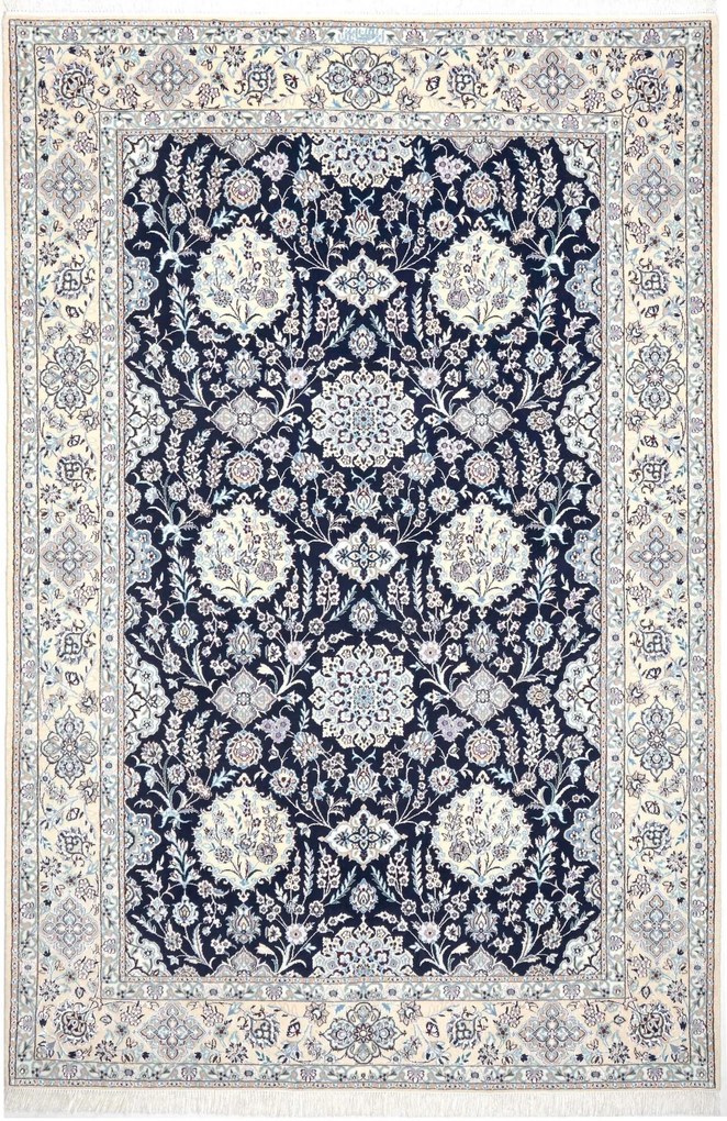 Nain Tappeto persiano 230 x 160 Blu (Iran) Annodato A Mano