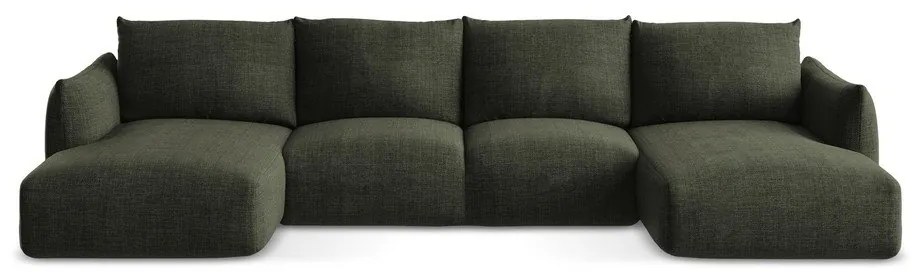 Divano angolare verde allungabile (a U) Leila – Makamii