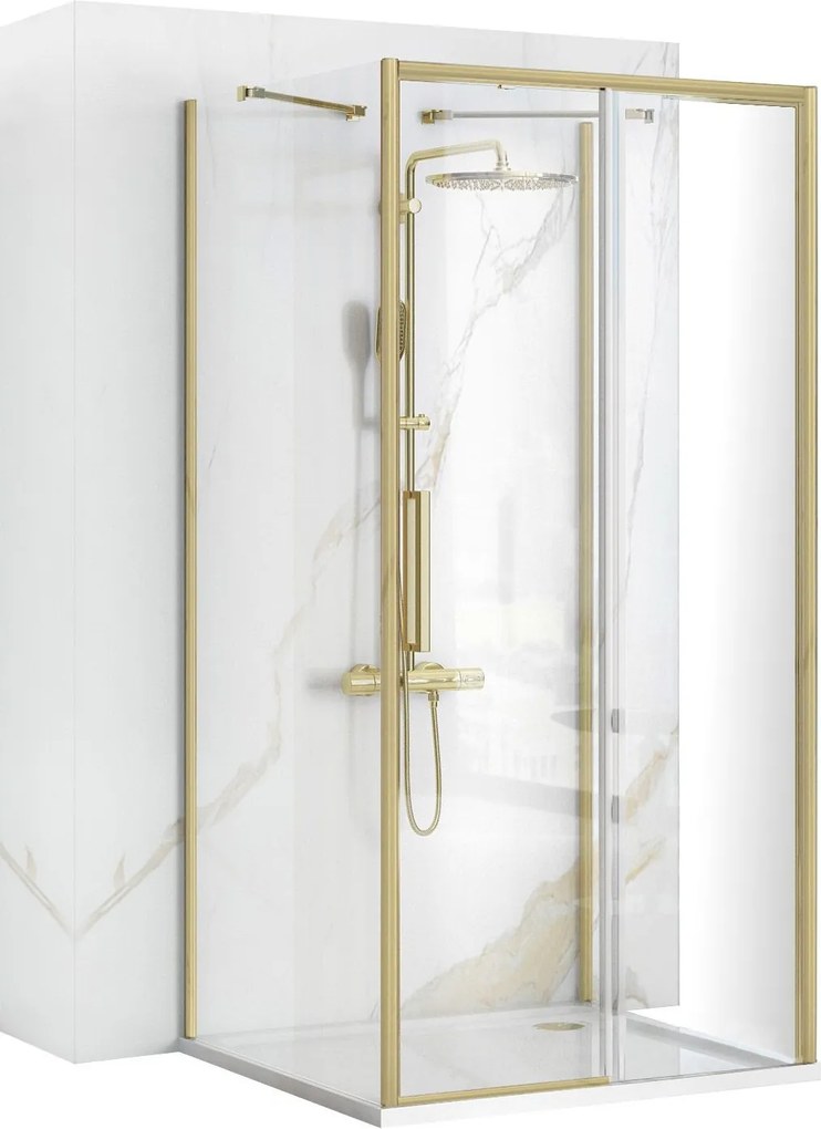 Cabina Doccia A Parete REA Rapid Slide  Brush Gold