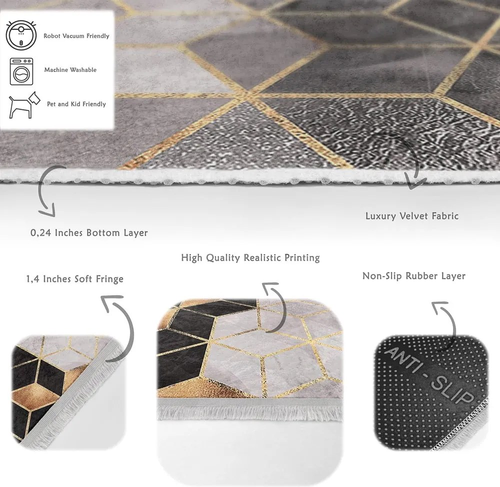 Tappeto in grigio-oro 120x180 cm Optic - Mila Home