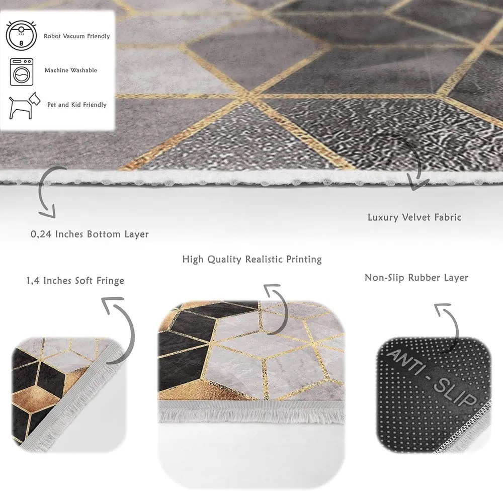 Tappeto in grigio-oro 80x150 cm Optic - Mila Home