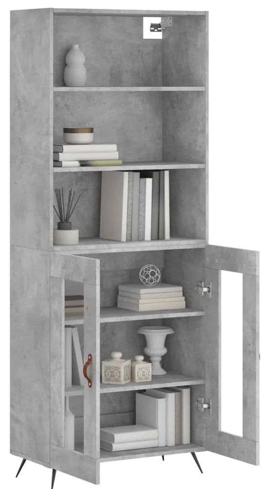 Credenza grigio cemento 69,5x34x180 cm in legno multistrato