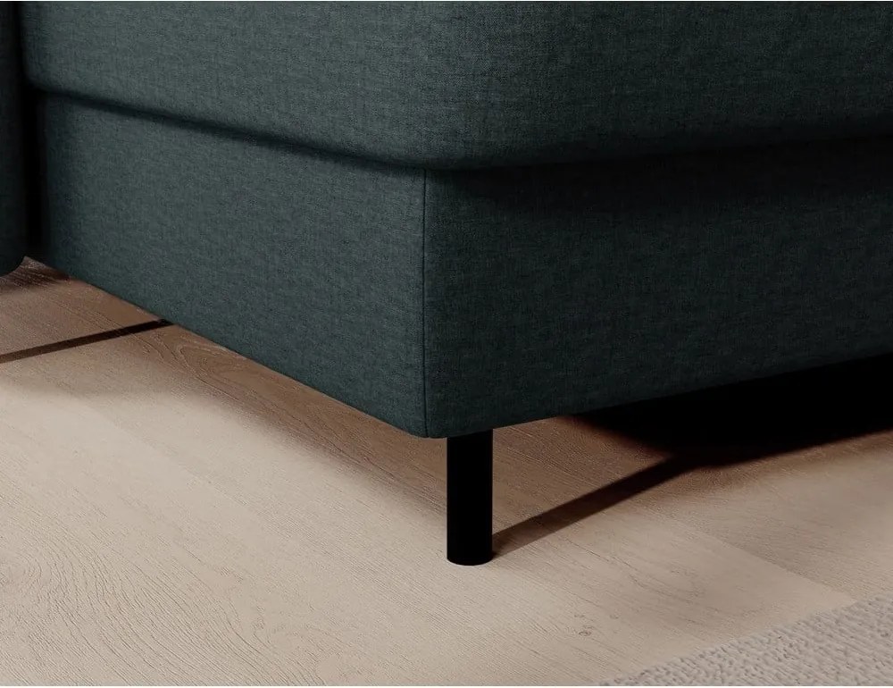 Divano angolare verde allungabile/con contenitore (con penisola a destra/a U) e rivestimento in velluto Berrto – ELTAP