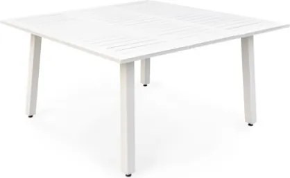 Tavolo In Alluminio Quadrato Da Esterno 145x100-145 Cm Bianco