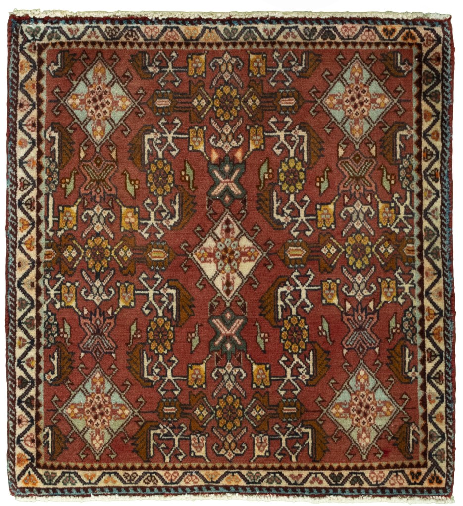 Shiraz Tappeto 60 x 70 Rosso (Iran) Annodato A Mano