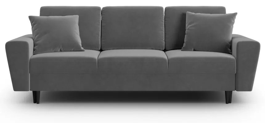 Divano grigio chiaro allungabile e con contenitore con rivestimento in velluto 235 cm Kyoto – Cosmopolitan Design