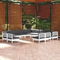 Set Divani da Giardino 13 pz con Cuscini Bianchi Legno di Pino cod mxl 39264