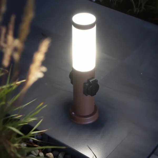 Brilagi - Lampada da esterno con 2 prese SCHUKO NOVA, portalampada 1x E27 (15W, 230V), 40 cm, IP44, marrone