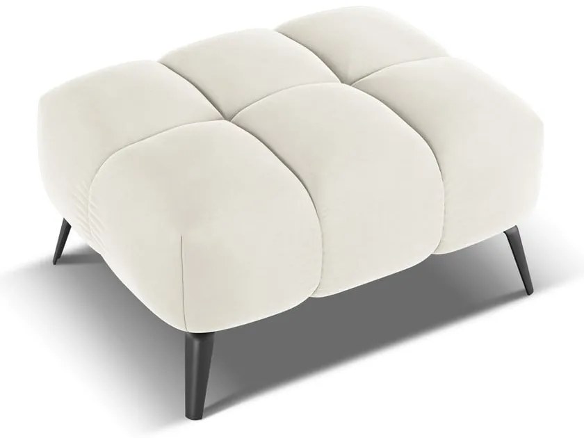 Poggiapiedi bianco con rivestimento in velluto Nalu – Makamii